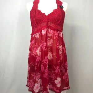 Red Lingerie Lace Valentine Chemise Sexy Outfit